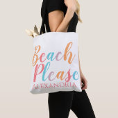 Strand Gelieve gepersonaliseerde naam strand Canva Tote Bag (Dichtbij)