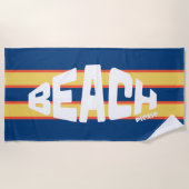 Strand Gelieve Gestreepte Blauwe en Gele Strandlak Strandlaken (Voorkant)