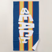 Strand Gelieve Gestreepte Blauwe en Gele Strandlak Strandlaken (Voorkant)