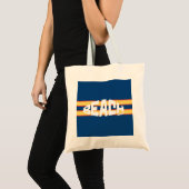 Strand Gelieve Gestreepte Blauwe en Gele Strandlak Tote Bag (Voorkant (product))