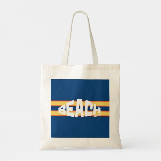 Strand Gelieve Gestreepte Blauwe en Gele Strandlak Tote Bag (Achterkant)