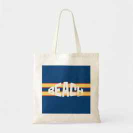 Strand Gelieve Gestreepte Blauwe en Gele Strandlak Tote Bag