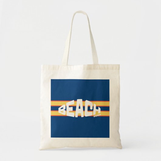 Strand Gelieve Gestreepte Blauwe en Gele Strandlak Tote Bag (Voorkant)
