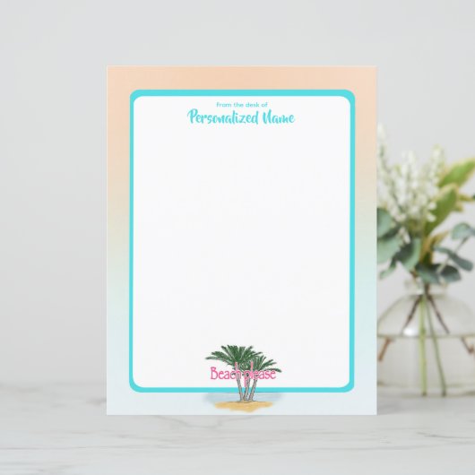 Strand Gelieve te omzoomd Ongelijnd Papierblad (Staand voorkant)