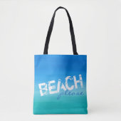 Strand Gelieve Waterverf Ocean Blue Green Canvas t Tote Bag (Voorkant)