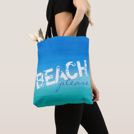 Strand Gelieve Waterverf Ocean Blue Green Canvas t Tote Bag (Dichtbij)