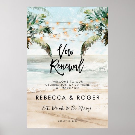 Strand gelofte vernieuwing feest welkom teken post poster (Voorkant)