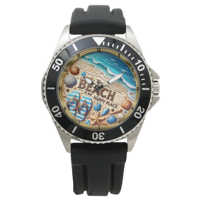 Strand Gelukkige Plaats Schelp  Horloge (Voorkant)