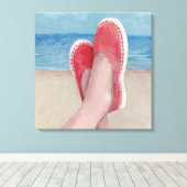 Strand Gemakkelijk acryl schilderij van espadrille Canvas Afdruk (Insitu (Houten vloer))
