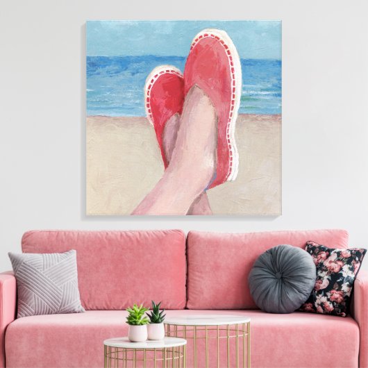 Strand Gemakkelijk acryl schilderij van espadrille Canvas Afdruk (Insitu (Woonkamer))