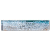 Strand Gepersonaliseerd Blauw Script Elegant Naambordje (Voorkant)