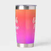 Strand Gepersonaliseerd Roze Sinaasappel Ombre Geïsoleerde Drinkbeker (Links)