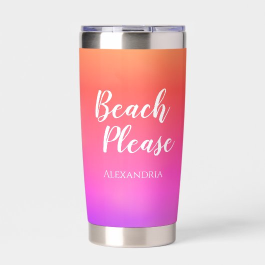 Strand Gepersonaliseerd Roze Sinaasappel Ombre Geïsoleerde Drinkbeker (Voorkant)