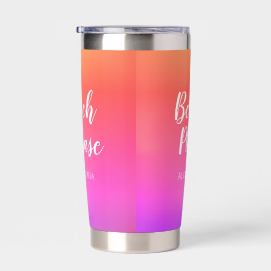 Strand Gepersonaliseerd Roze Sinaasappel Ombre Geïsoleerde Drinkbeker (Rechts)