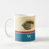 Strand Gestreepte Retro Shell met Monogram Initiaa Koffiemok (Links)