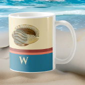 Strand Gestreepte Retro Shell met Monogram Initiaa Koffiemok