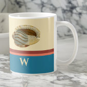 Strand Gestreepte Retro Shell met Monogram Initiaa Koffiemok