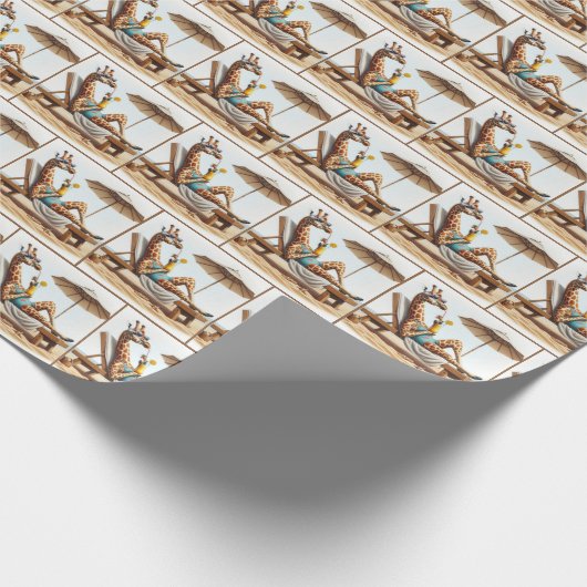 Strand Giraffe Drink een cocktail Cadeaupapier (Hoek)