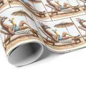 Strand Giraffe Drink een cocktail Cadeaupapier (Rol Hoek)