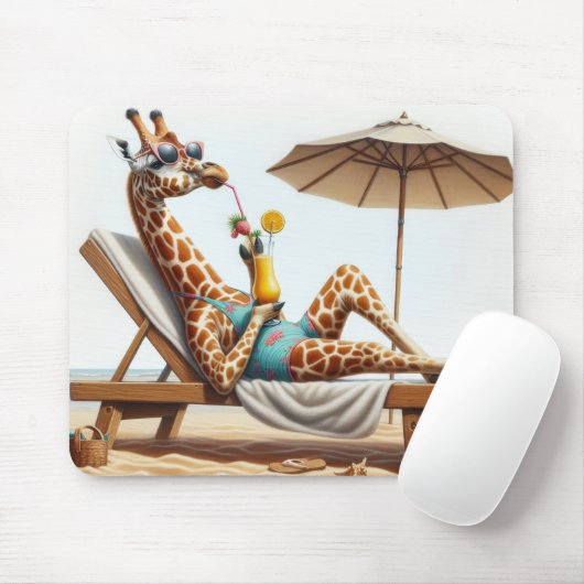 Strand Giraffe Drink een cocktail Muismat (Met muis)