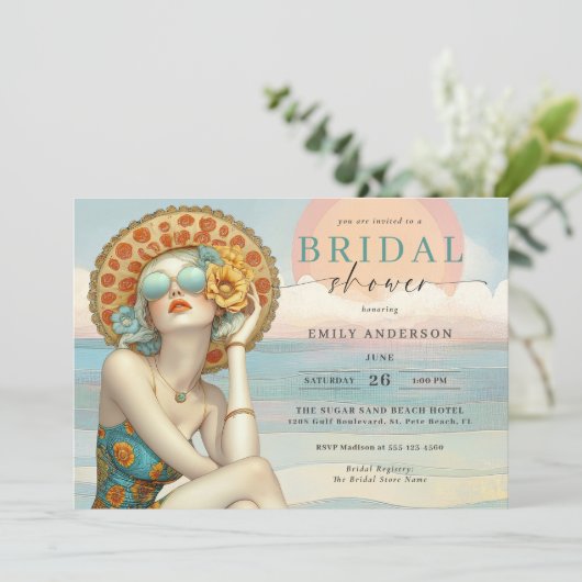 Strand Glam aan Zee Bruidsmeisjesfeestje Kaart (Staand voorkant)