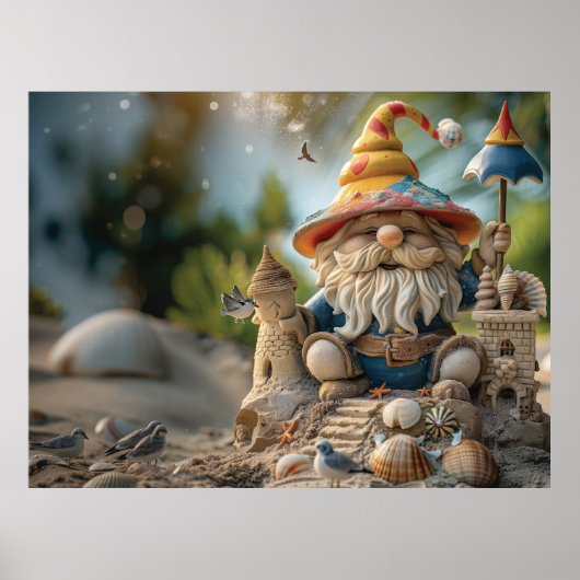 Strand gnoom zittend op een strand troon poster (Voorkant)