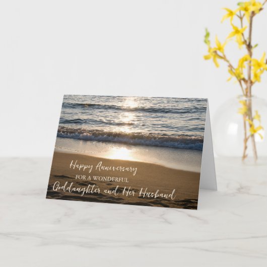 Strand Goddochter en haar man Jubileum Kaart (Gele Bloem)