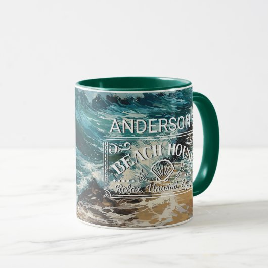 Strand Golven en Zand thema Schilderen Mok (Voorkant rechts)