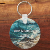 Strand golven en zand uw avontuur begint sleutelhanger (Achterkant)