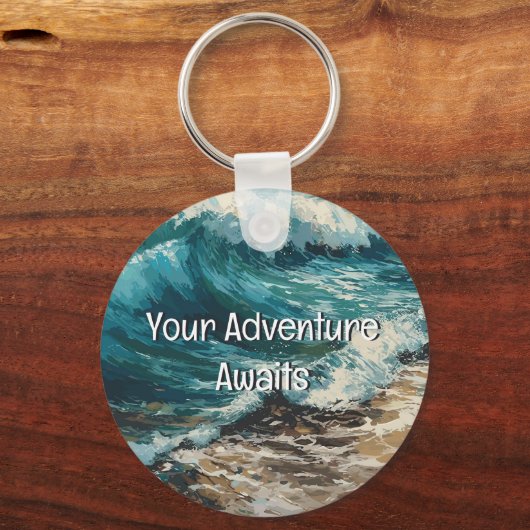 Strand golven en zand uw avontuur begint sleutelhanger (Achterkant)