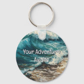 Strand golven en zand uw avontuur begint sleutelhanger (Achterkant)