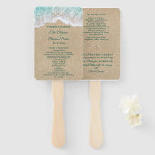 Strand golven en zeesterren bruiloft programma Fan Handwaaier (Voorkant en achterkant)