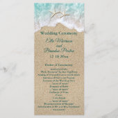 Strand golven en zeesterren bruiloft programma programmakaart (Voorkant)