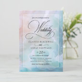 strand golven kust bruiloft kaart (Staand voorkant)