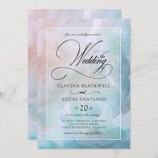 strand golven kust bruiloft kaart (Voorkant / Achterkant)