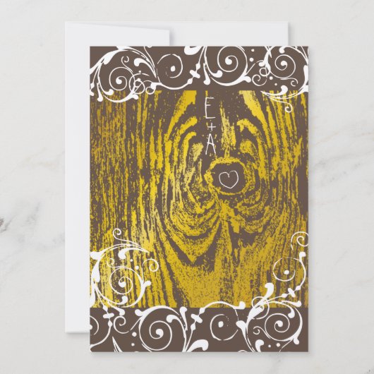 Strand  Goud Oud Driftwood Swirl Bruiloft Kaart (Achterkant)