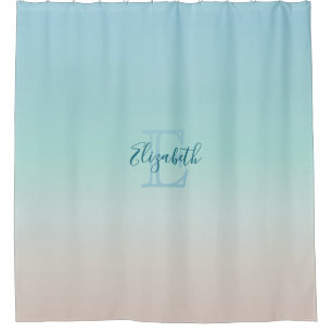 Strand Gradiënt Turquoise Minimalistische Monogr Douchegordijn