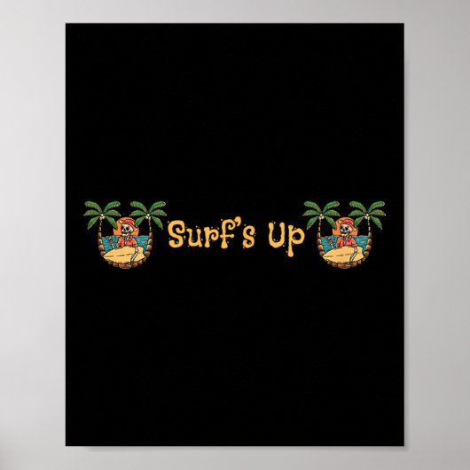 Strand Grappige Zon Surfen Skelet Jacksonville Bea Poster (Voorkant)