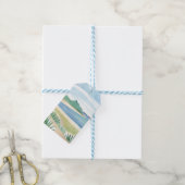 Strand Gras Baai | Aquarel Oceaan Kust Zee Cadeaulabel (Met Touw)