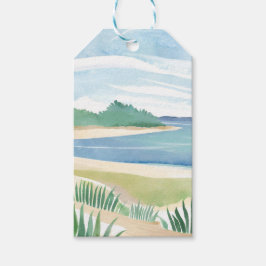 Strand Gras Baai | Aquarel Oceaan Kust Zee Cadeaulabel