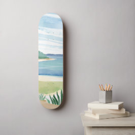 Strand Gras Baai | Aquarel Oceaan Kust Zee Persoonlijk Skateboard