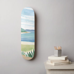 Strand Gras Baai   Aquarel Oceaan Kust Zee Persoonlijk Skateboard