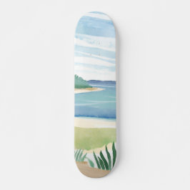 Strand Gras Baai | Aquarel Oceaan Kust Zee Persoonlijk Skateboard