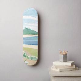 Strand Gras Baai | Aquarel Oceaan Kust Zee Persoonlijk Skateboard