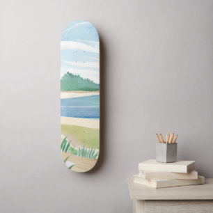 Strand Gras Baai   Aquarel Oceaan Kust Zee Persoonlijk Skateboard