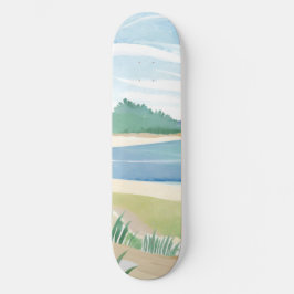 Strand Gras Baai | Aquarel Oceaan Kust Zee Persoonlijk Skateboard