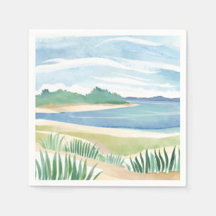 Strand Gras Baai   Aquarel Oceaan Kust Zee Servet
