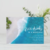 Strand Gratis Drinken Trouwfoto Save the Date (Staand voorkant)