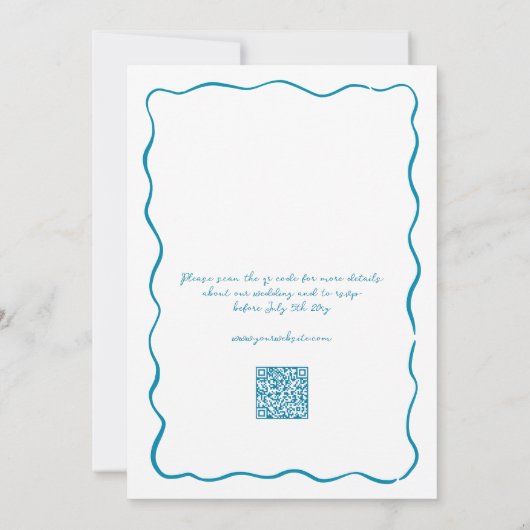 Strand grillige schets hand getekend QR RSVP bruil Kaart (Achterkant)