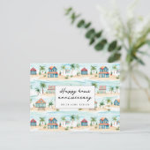 Strand Happy Home Jubileum Makelaardij Briefkaart (Staand voorkant)